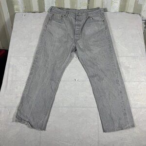 Levis 501 Mens Straight Leg Jeans Gray Button Fly 5-Pocket Outdoor Size 38x30